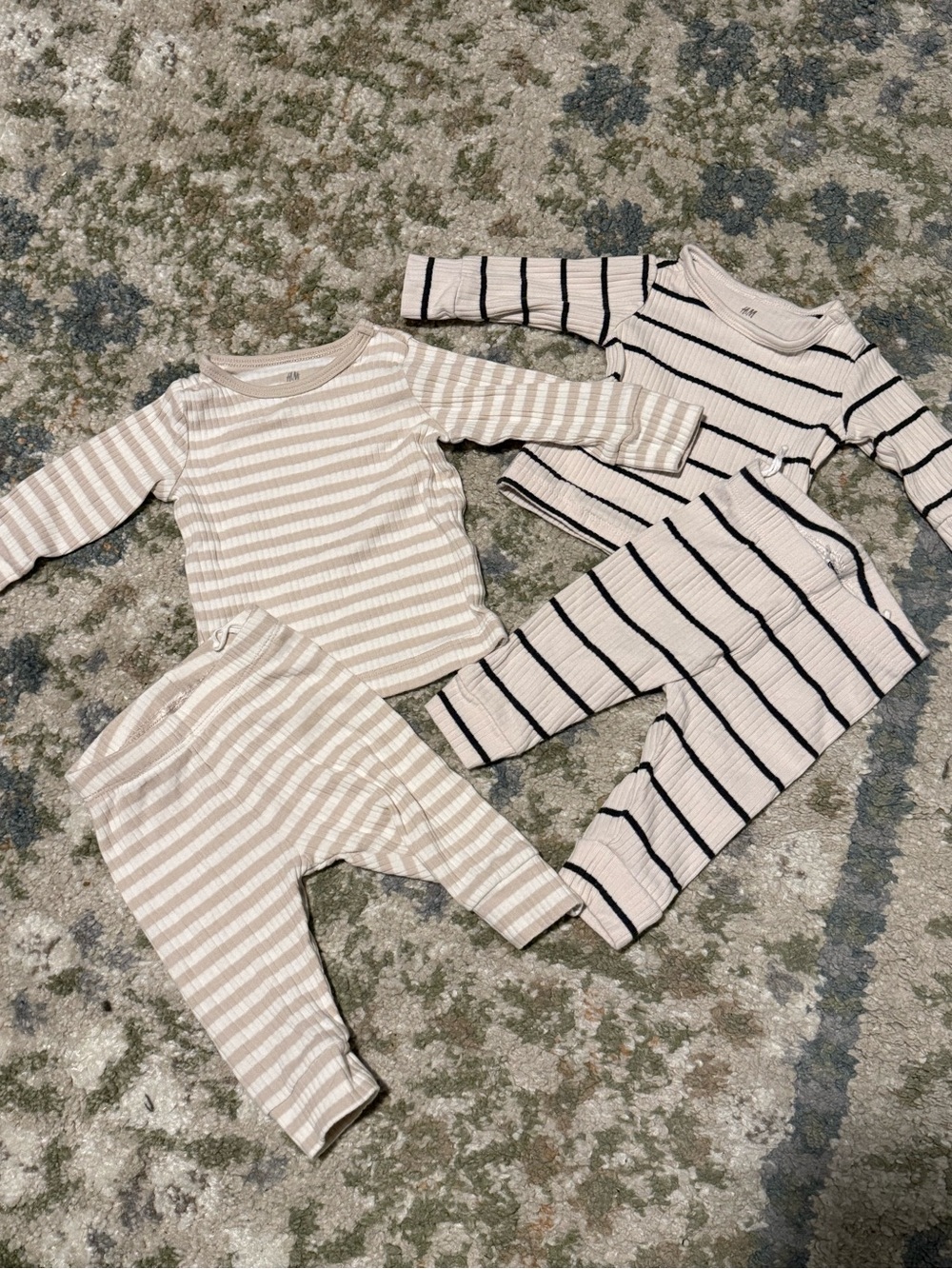 H&M White Top with Black Stripes - Ribbed Baby Tee